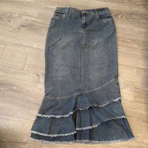 Long denim skirt